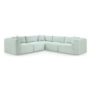 Meridian Furniture 5-Piece Mint Corduroy Performance Fabric Modular Sectional