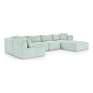 Meridian Furniture 6-Piece Mint Corduroy Performance Fabric Modular Sectional