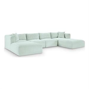 Meridian Furniture 6-Piece Mint Corduroy Performance Fabric Modular Sectional