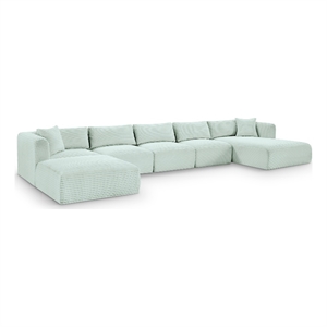 Meridian Furniture 6-Piece Mint Corduroy Performance Fabric Modular Sectional