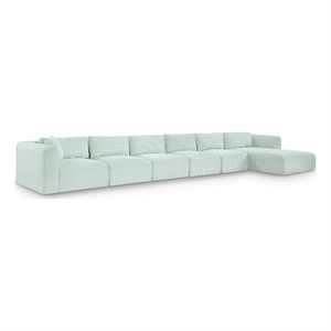 Meridian Furniture 6-Piece Mint Corduroy Performance Fabric Modular Sectional