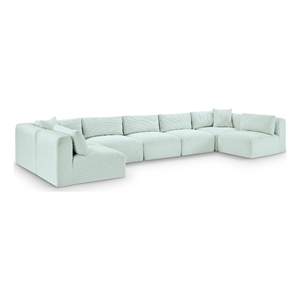 Meridian Furniture 7-Piece Mint Corduroy Performance Fabric Modular Sectional