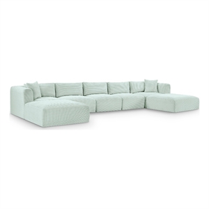 Meridian Furniture 7-Piece Mint Corduroy Performance Fabric Modular Sectional