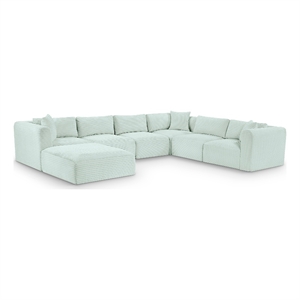 Meridian Furniture 7-Piece Mint Corduroy Performance Fabric Modular Sectional