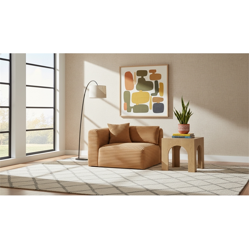 Meridian Furniture Shaggy Saddle Corduroy Performance Fabric Corner Chair