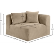 Meridian Furniture Shaggy Taupe Corduroy Performance Fabric Corner Chair