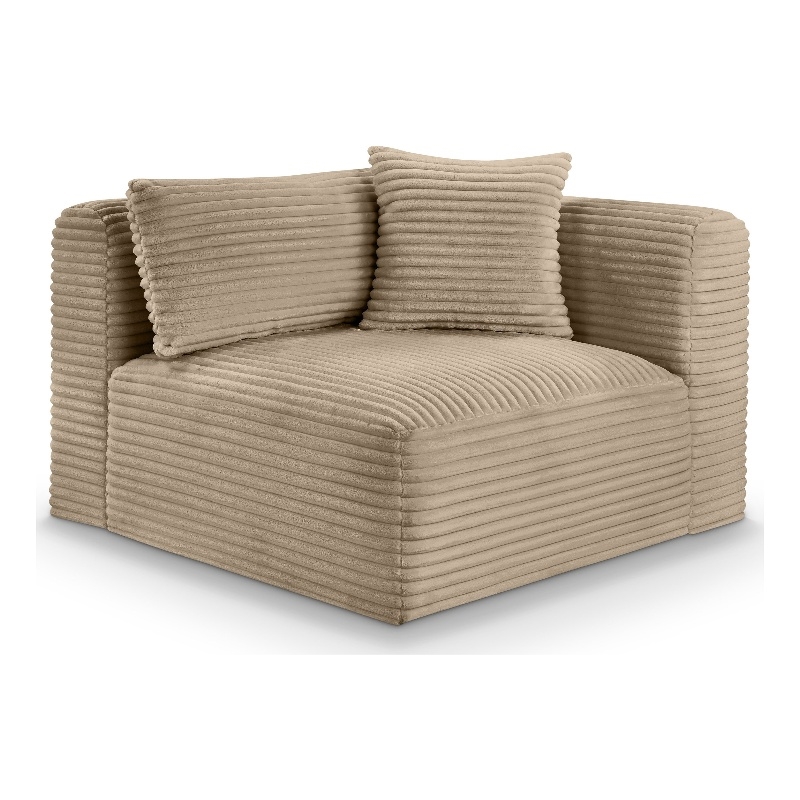 Meridian Furniture Shaggy Taupe Corduroy Performance Fabric Corner Chair