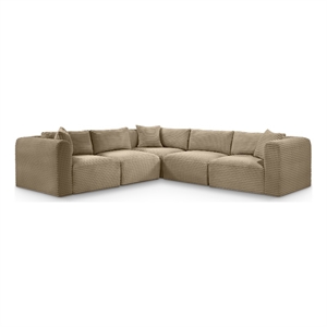 Meridian Furniture 5-Piece Taupe Corduroy Performance Fabric Modular Sectional