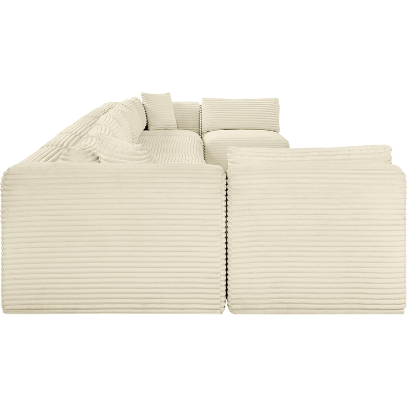 Meridian Furniture 9-Piece Cream Corduroy Performance Fabric Modular Sectional