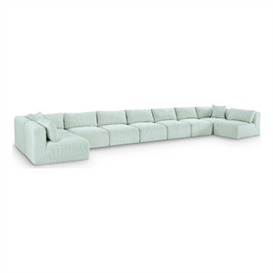 Meridian Furniture 9-Piece Mint Corduroy Performance Fabric Modular Sectional