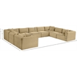 Meridian Furniture 9-Piece Camel Corduroy Performance Fabric Modular Sectional