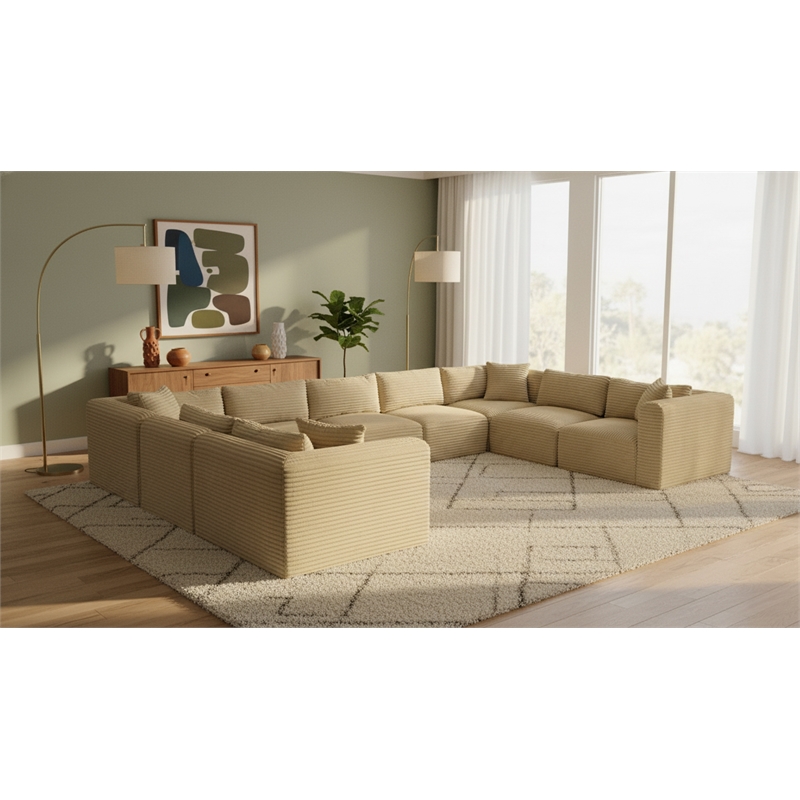 Meridian Furniture 9-Piece Camel Corduroy Performance Fabric Modular Sectional