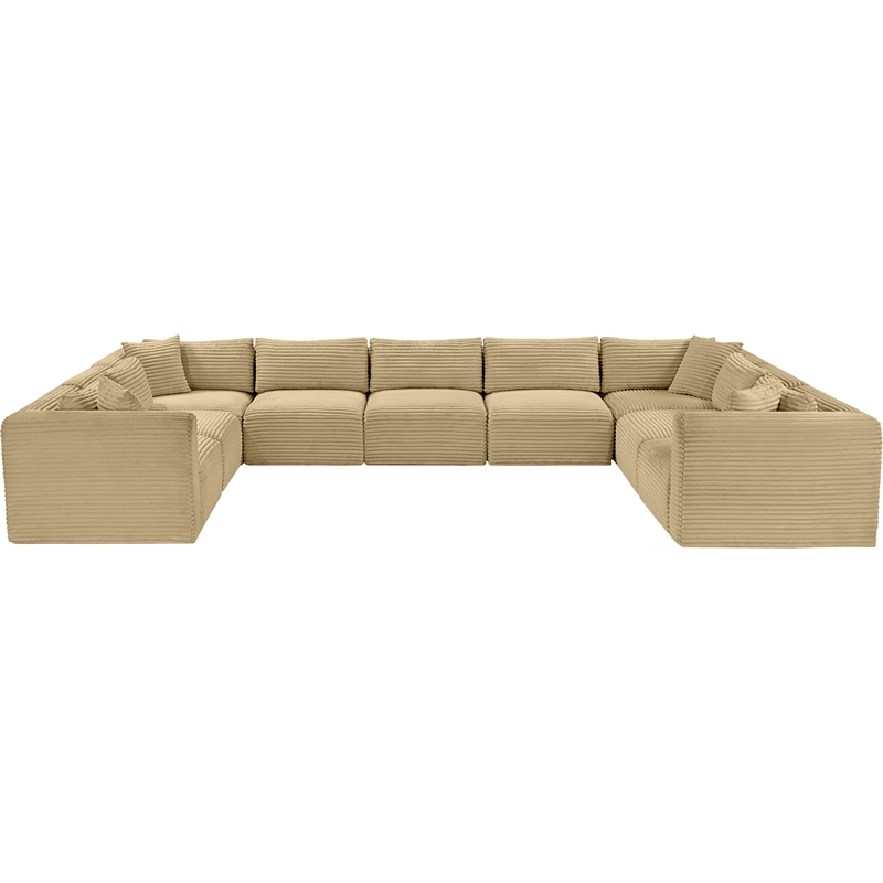 Meridian Furniture 9-Piece Camel Corduroy Performance Fabric Modular Sectional