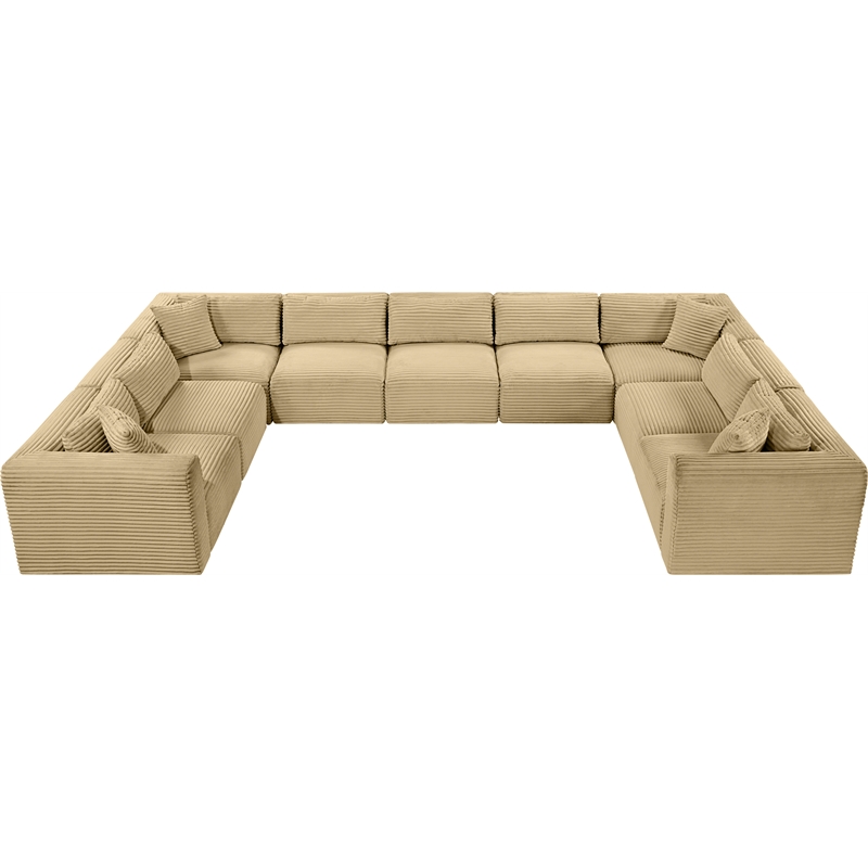 Meridian Furniture 9-Piece Camel Corduroy Performance Fabric Modular Sectional