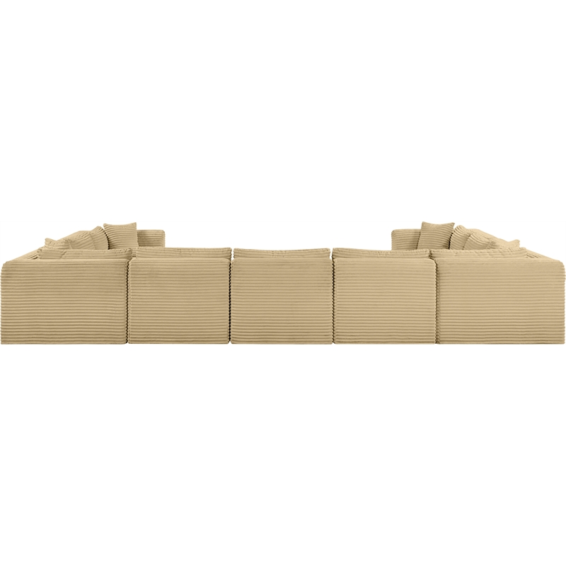 Meridian Furniture 9-Piece Camel Corduroy Performance Fabric Modular Sectional