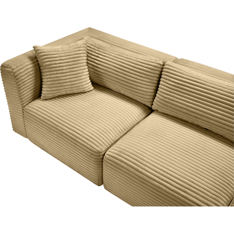 Meridian Furniture 9-Piece Camel Corduroy Performance Fabric Modular Sectional
