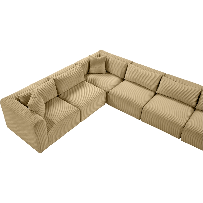 Meridian Furniture 9-Piece Camel Corduroy Performance Fabric Modular Sectional