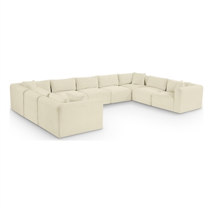Meridian Furniture 9-Piece Cream Corduroy Performance Fabric Modular Sectional