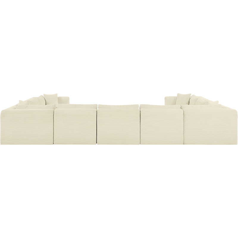 Meridian Furniture 9-Piece Cream Corduroy Performance Fabric Modular Sectional