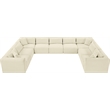 Meridian Furniture 9-Piece Cream Corduroy Performance Fabric Modular Sectional