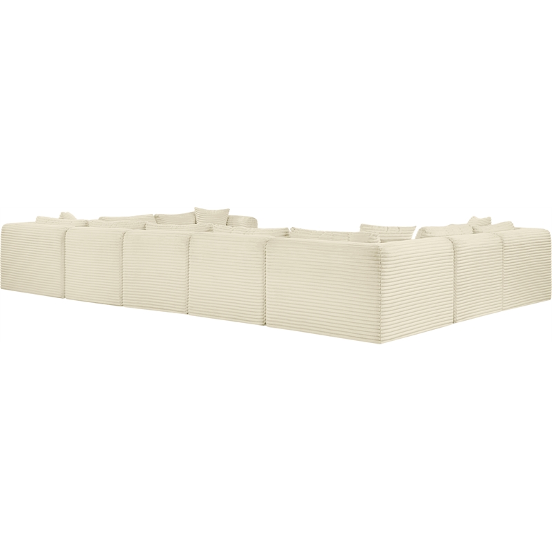 Meridian Furniture 9-Piece Cream Corduroy Performance Fabric Modular Sectional