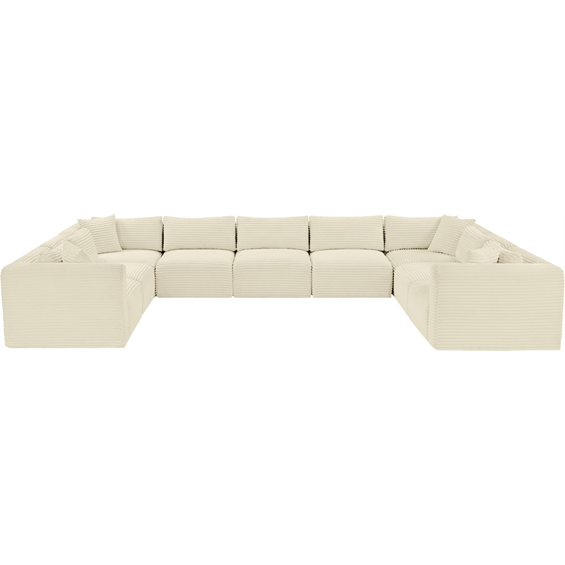 Meridian Furniture 9-Piece Cream Corduroy Performance Fabric Modular Sectional