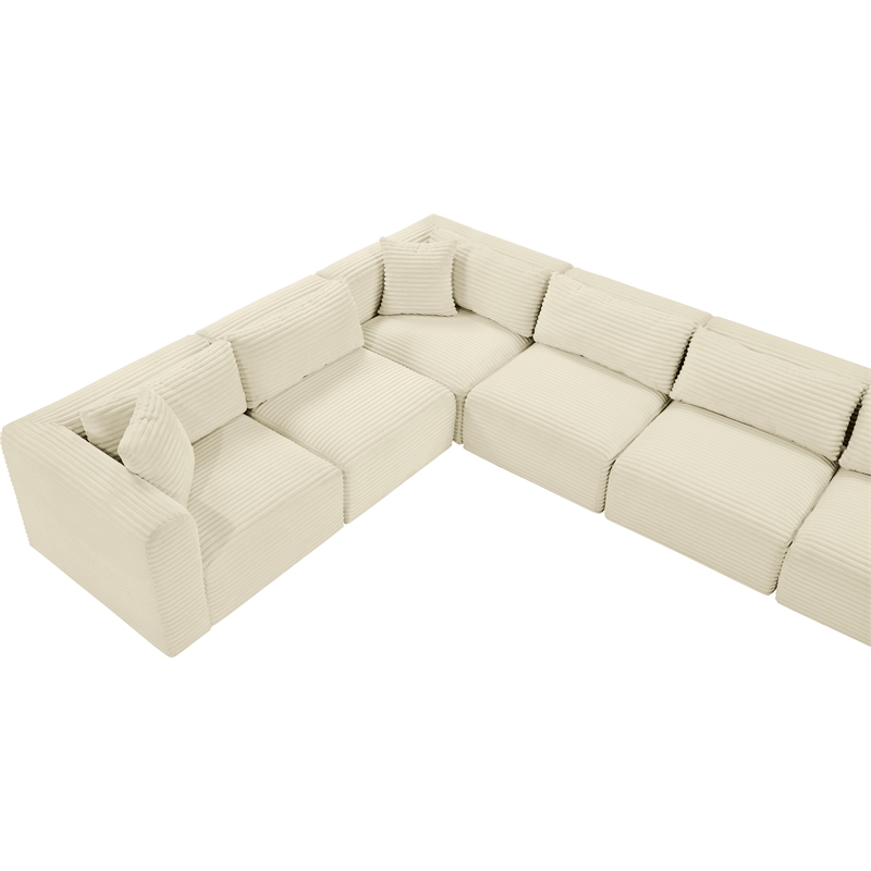Meridian Furniture 9-Piece Cream Corduroy Performance Fabric Modular Sectional