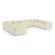 Meridian Furniture 9-Piece Cream Corduroy Performance Fabric Modular Sectional
