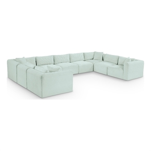 Meridian Furniture 9-Piece Mint Corduroy Performance Fabric Modular Sectional