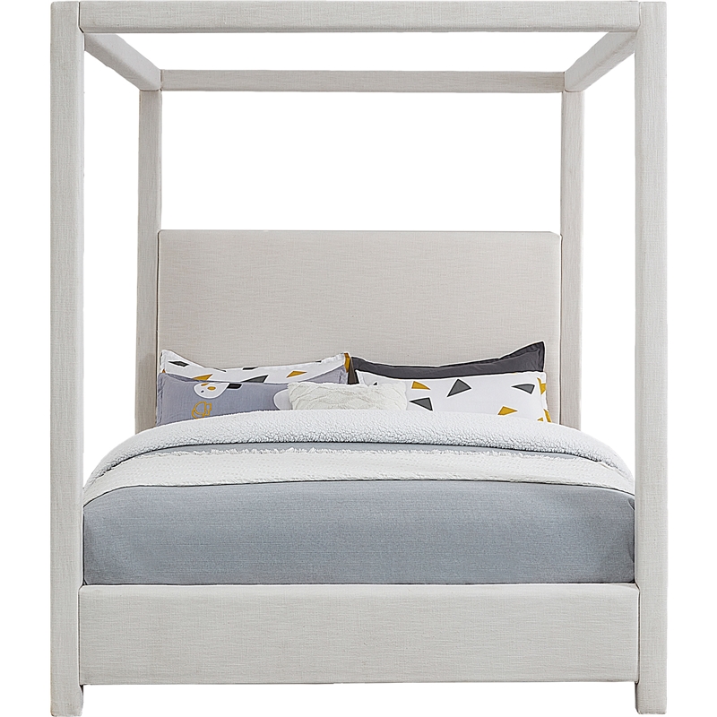 Meridian Furniture Emerson Cream Linen Textured Fabric Full Bed