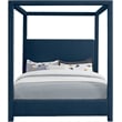 Meridian Furniture Emerson Navy Linen Textured Fabric Full Bed