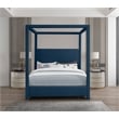 Meridian Furniture Emerson Navy Linen Textured Fabric Full Bed