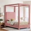 Meridian Furniture Emerson Pink Linen Textured Fabric Twin Bed
