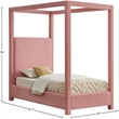 Meridian Furniture Emerson Pink Linen Textured Fabric Twin Bed