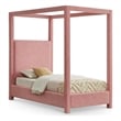 Meridian Furniture Emerson Pink Linen Textured Fabric Twin Bed