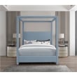 Meridian Furniture Emerson Sky Blue Linen Textured Fabric Full Bed