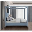 Meridian Furniture Emerson Sky Blue Linen Textured Fabric Full Bed