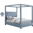 Meridian Furniture Emerson Sky Blue Linen Textured Fabric Full Bed