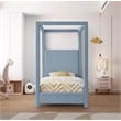 Meridian Furniture Emerson Sky Blue Linen Textured Fabric Twin Bed