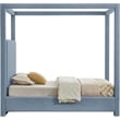 Meridian Furniture Emerson Sky Blue Linen Textured Fabric Twin Bed