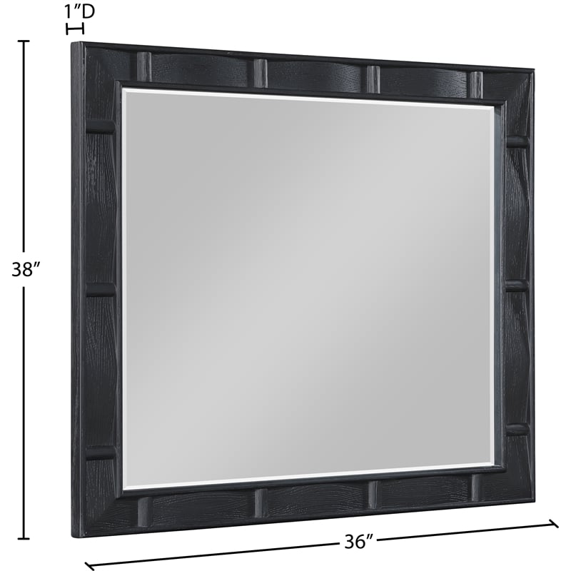 Meridian Furniture Weave Black Oak Veneer Mirror