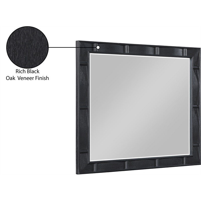 Meridian Furniture Weave Black Oak Veneer Mirror
