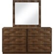 Meridian Furniture Weave Brown Oak Veneer Mirror