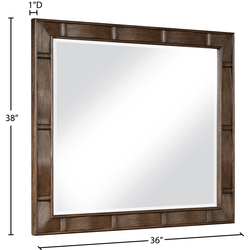 Meridian Furniture Weave Brown Oak Veneer Mirror