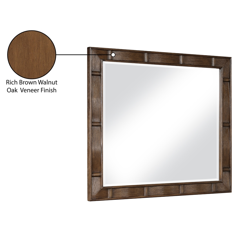 Meridian Furniture Weave Brown Oak Veneer Mirror