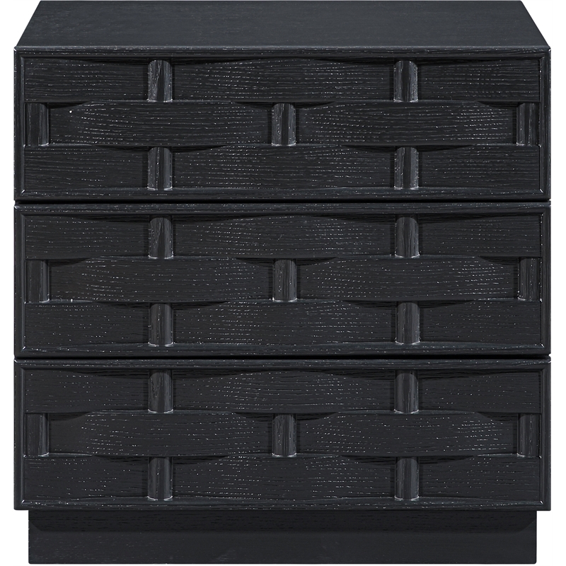 Meridian Furniture Weave Black Oak Veneer Night Stand