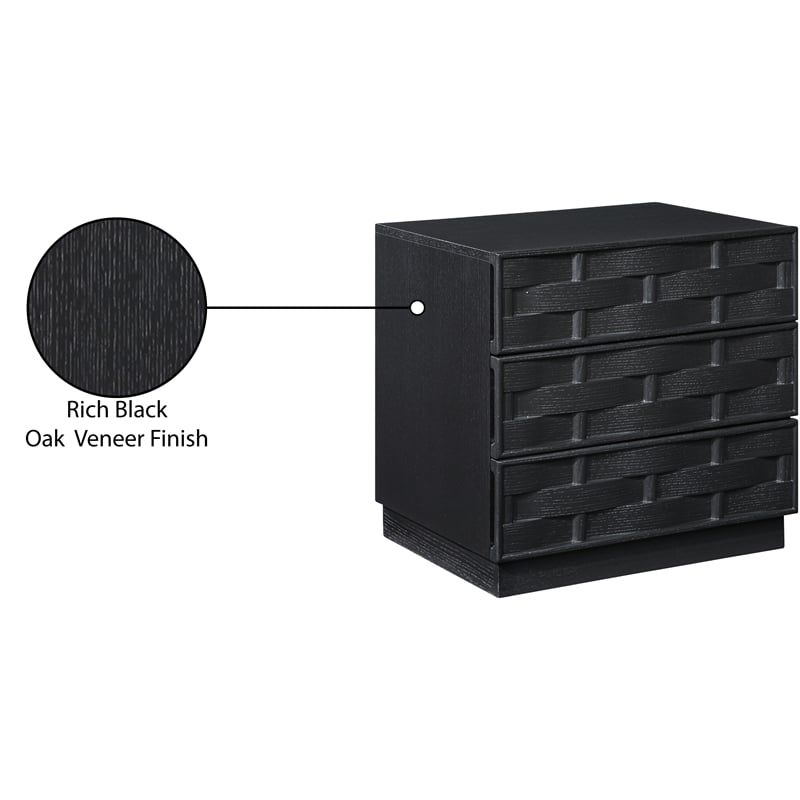 Meridian Furniture Weave Black Oak Veneer Night Stand