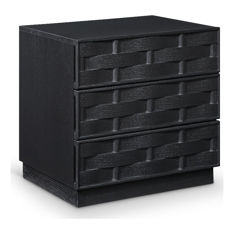 Meridian Furniture Weave Black Oak Veneer Night Stand