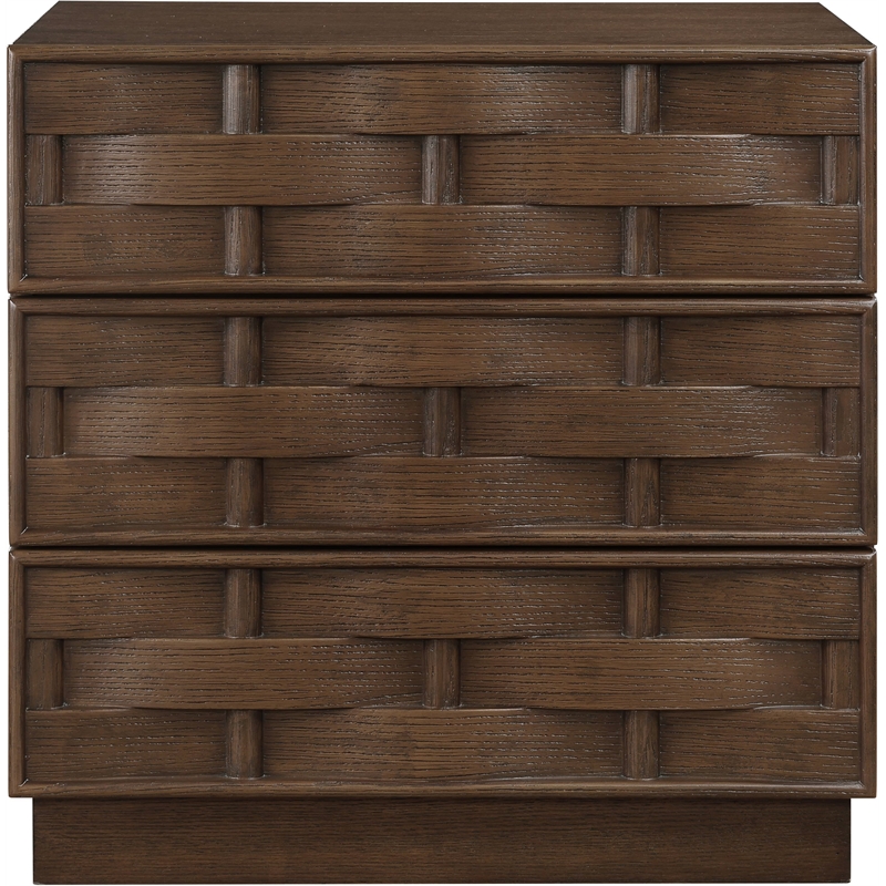 Meridian Furniture Weave Brown Oak Veneer Night Stand