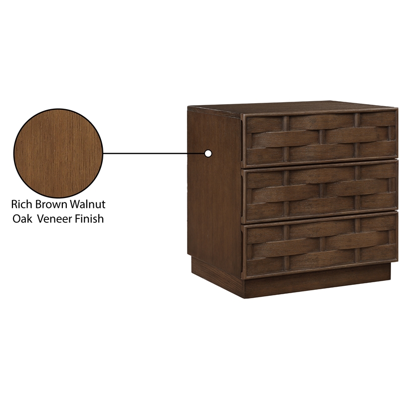 Meridian Furniture Weave Brown Oak Veneer Night Stand